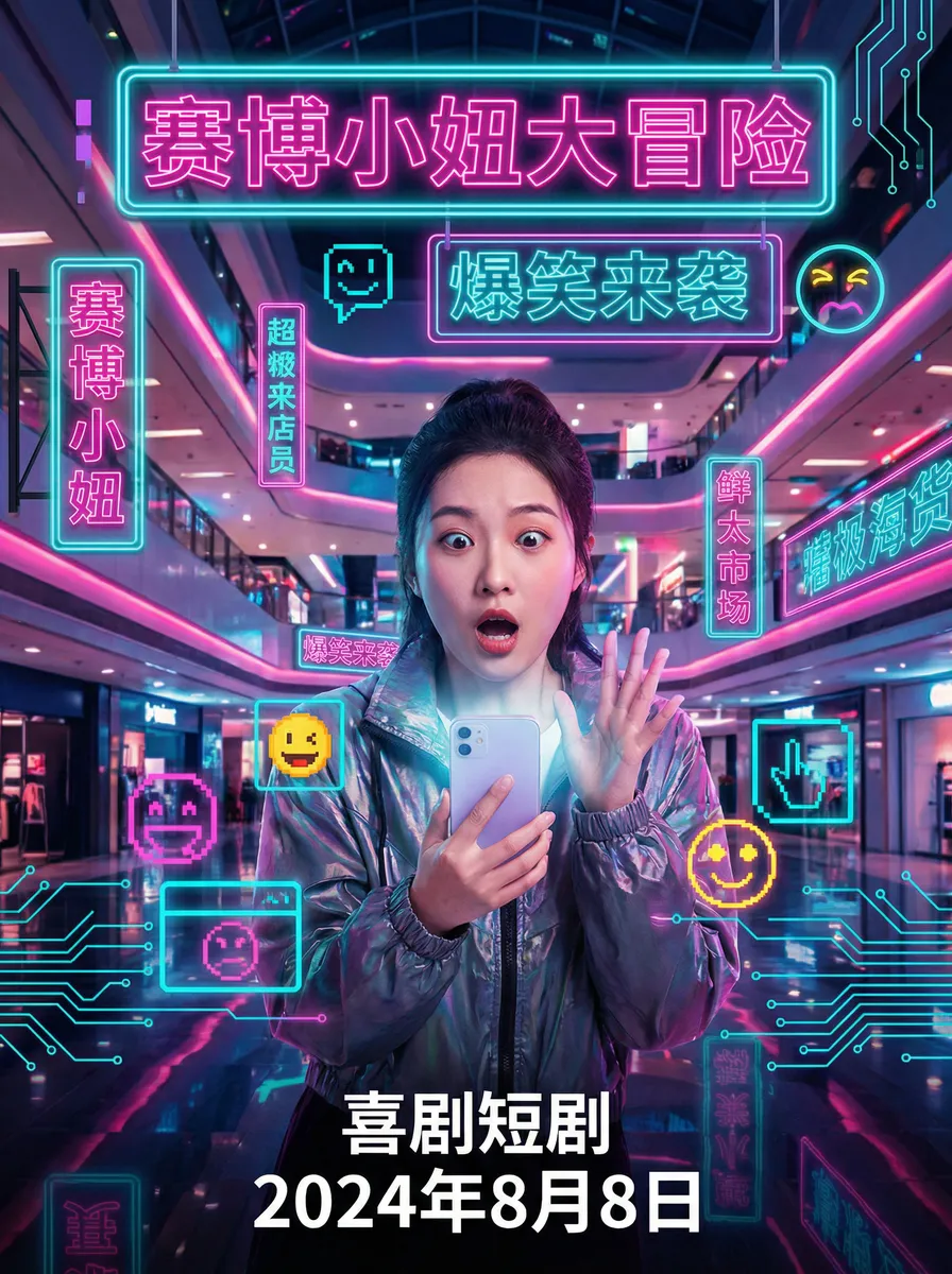 狼群社区论坛 搞笑喜剧短剧 - 赛博小妞大冒险海报